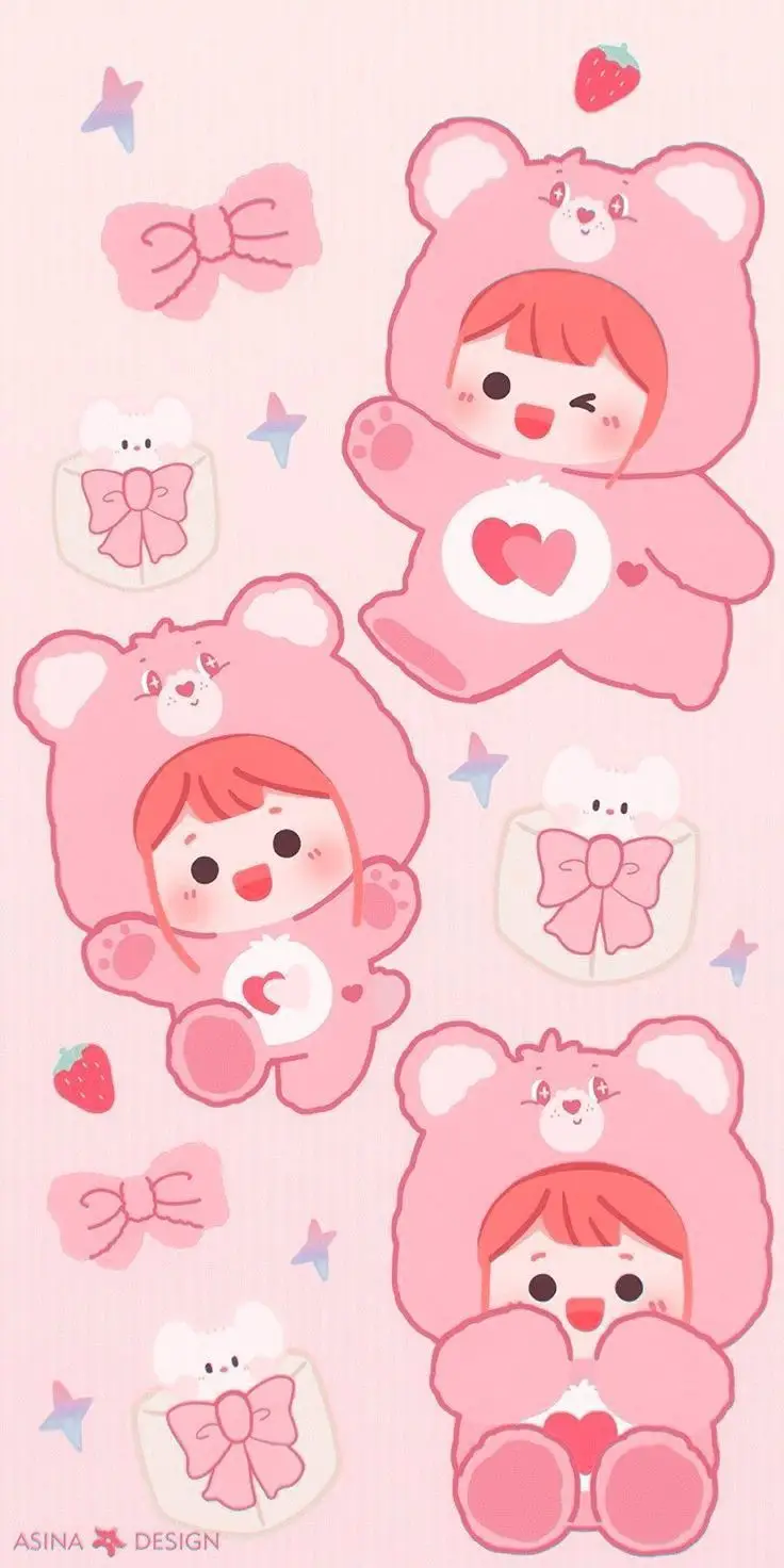 Hình nền gấu dâu cute cho những ai yêu động vật