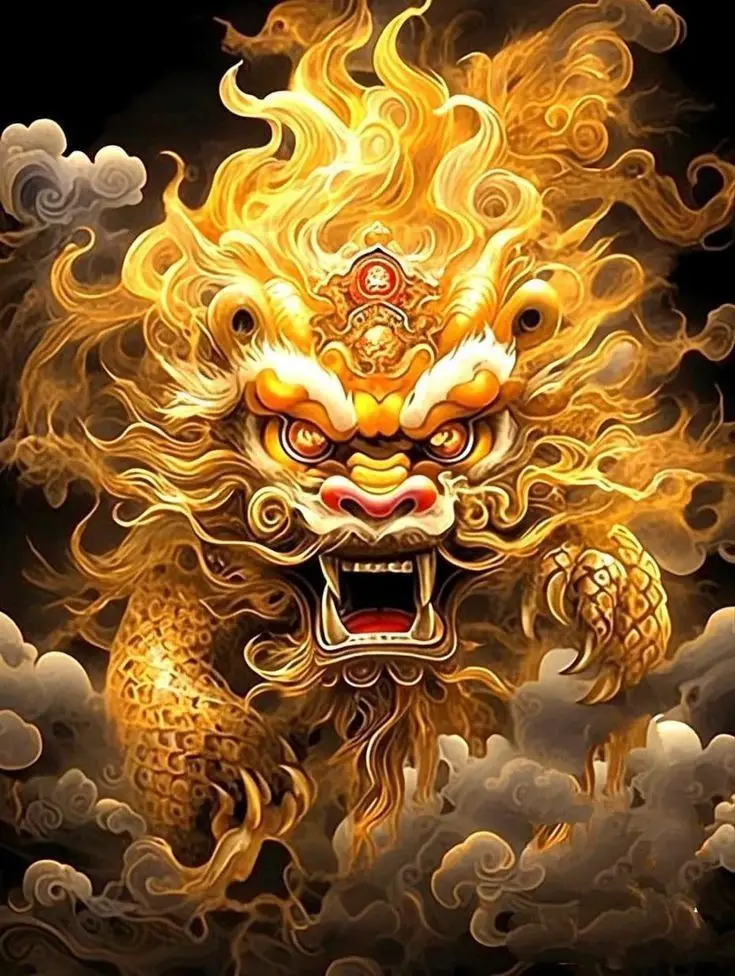 Hình nền lân sư rồng ngầu gây ấn tượng mạnh