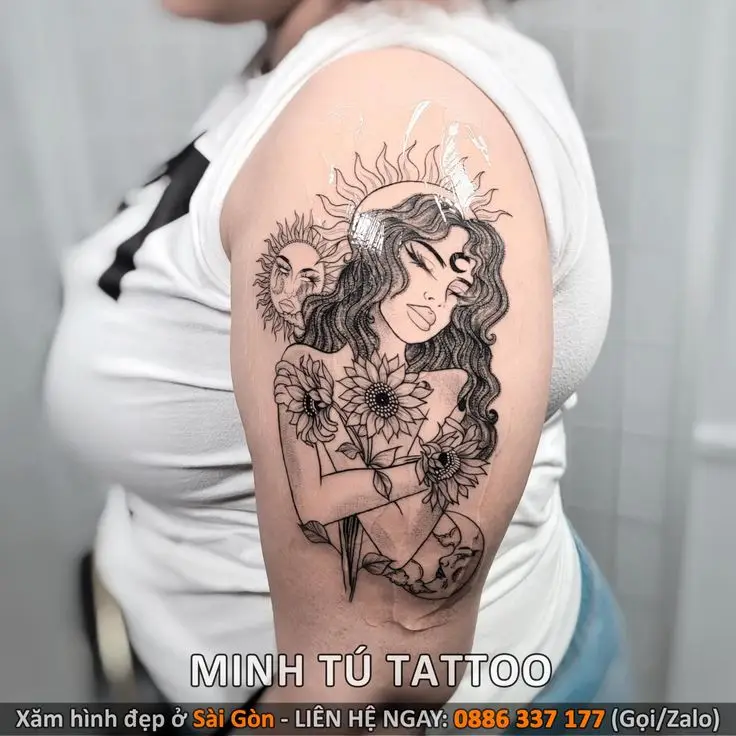 Hình Xăm Bắp Tay Nữ Cô Gái - Sự Tỏa Sáng Quyến Rũ 33