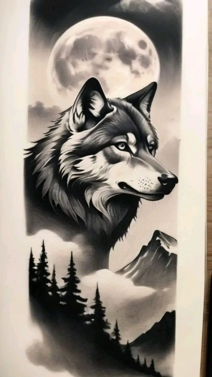 Hình Xăm Chó Sói Hú Trăng: Sự Mạnh Mẽ Và Tự Do