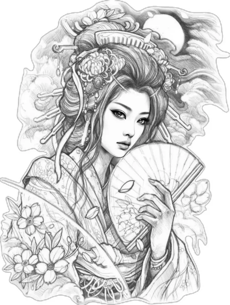 Hình xăm cô gái Nhật - Vẻ đẹp văn hóa qua từng nét xăm 38