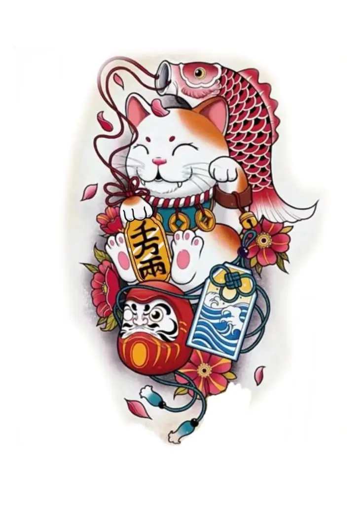 Hình xăm daruma trắng đen – Biểu tượng may mắn và bền vững