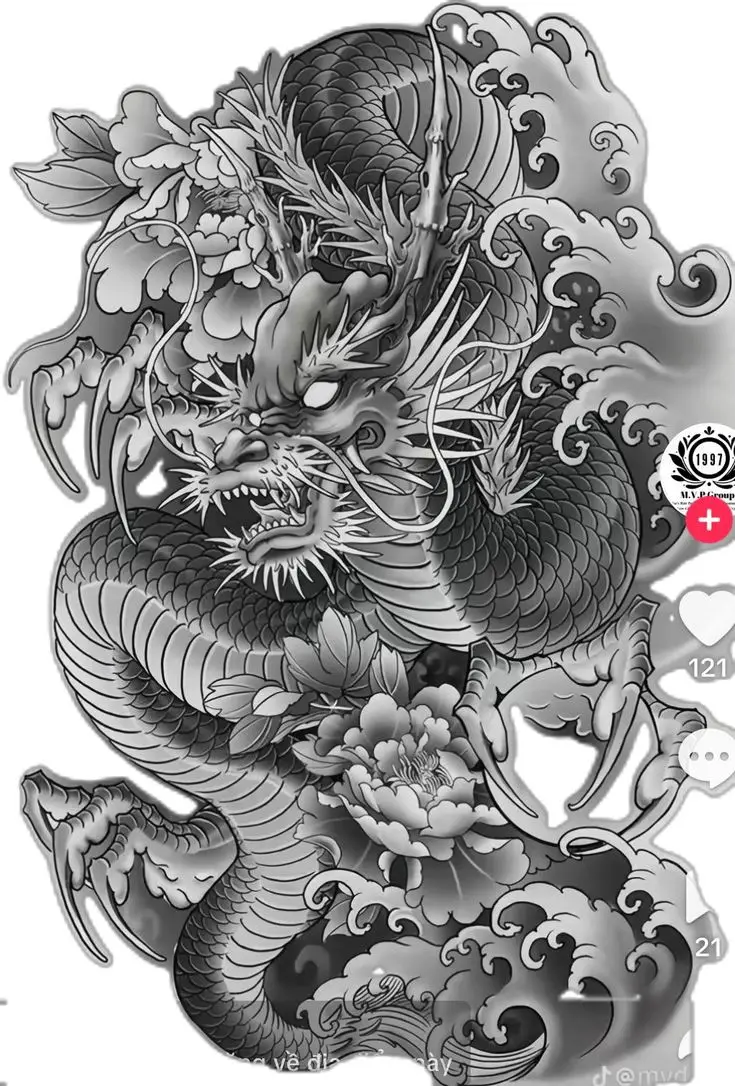 Hình Xăm Full Chân Nhật Cổ Trắng Đen Đẹp 17