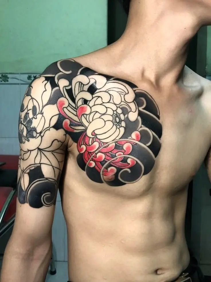 Hình Xăm Full Chân Nhật Cổ Trắng Đen Đẹp 63