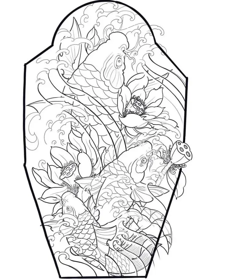 Hình Xăm Full Tay Cá Chép Hóa Rồng Ấn Tượng