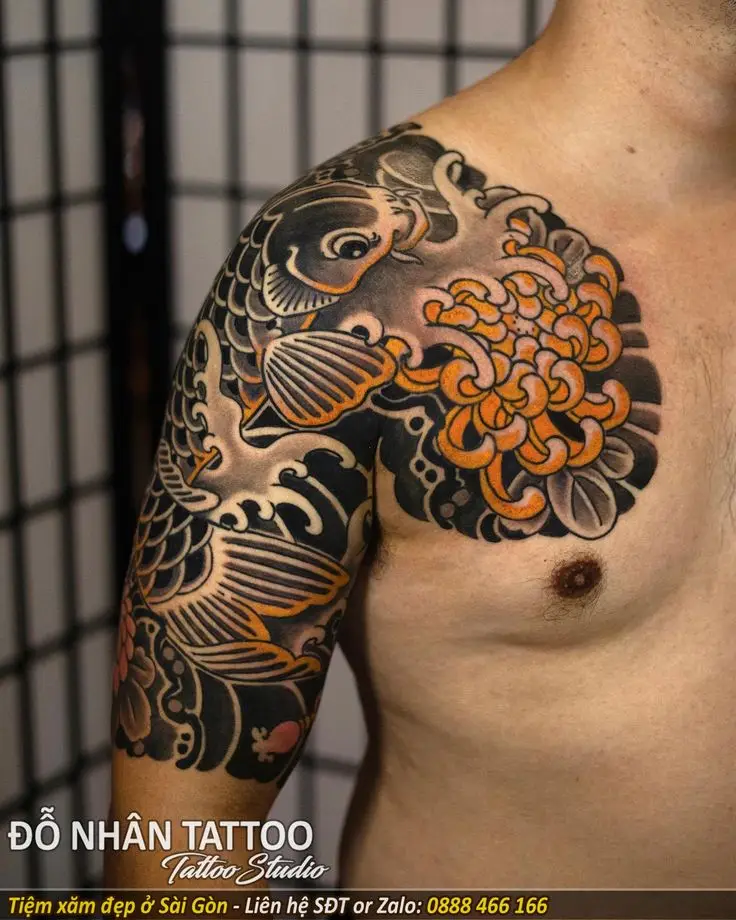 Hình xăm hoa cúc đẹp cho nam – Biểu tượng của sự trường thọ