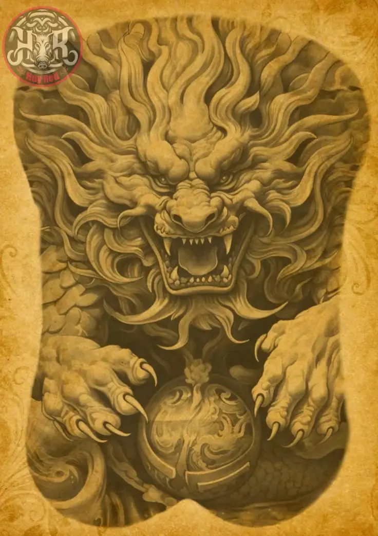 Hình Xăm Kỳ Lân Kín Lưng – Tượng Trưng Cho Sự May Mắn