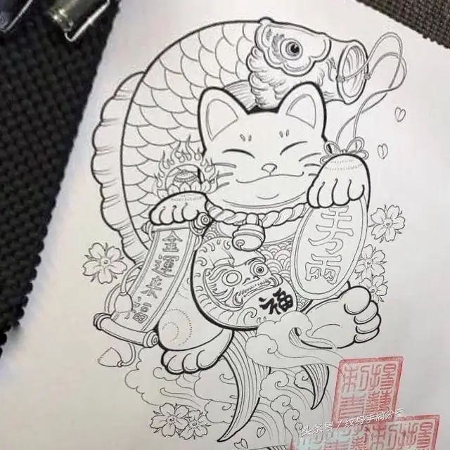 Sưu Tầm Những Hình Xăm Mèo Thần Tài Ấn Tượng 15