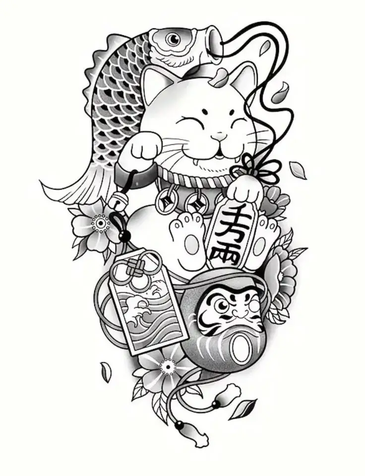 Sưu Tầm Những Hình Xăm Mèo Thần Tài Ấn Tượng 34