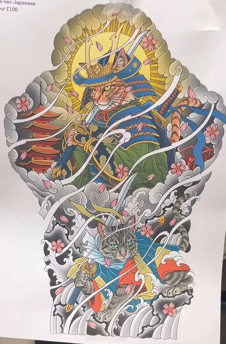 Hình Xăm Mèo Thần Tài Full Chân: May Mắn và Tài Lộc