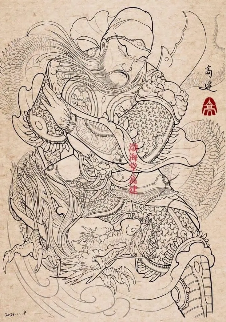 Hình Xăm Ngũ Hổ Tướng - Linh Thú Bảo Vệ 39