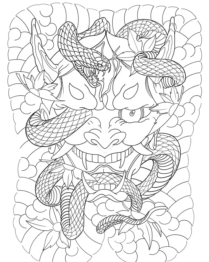 Hình Xăm Nhật Cổ Bít Lưng – Sắc Màu Tâm Hồn