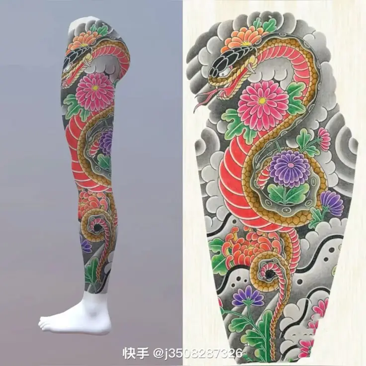 Hình xăm Nhật cổ full chân đẹp - Những mẫu xăm ấn tượng 41