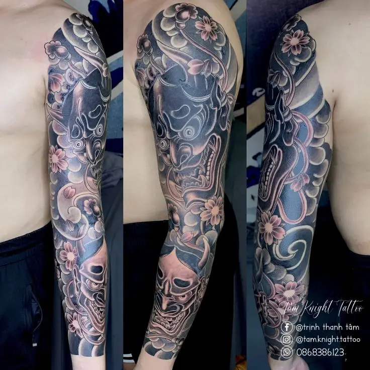 Hình Xăm Nhật Cổ Full Tay Trắng Đen: Nghệ Thuật Từ Cổ Điển 38
