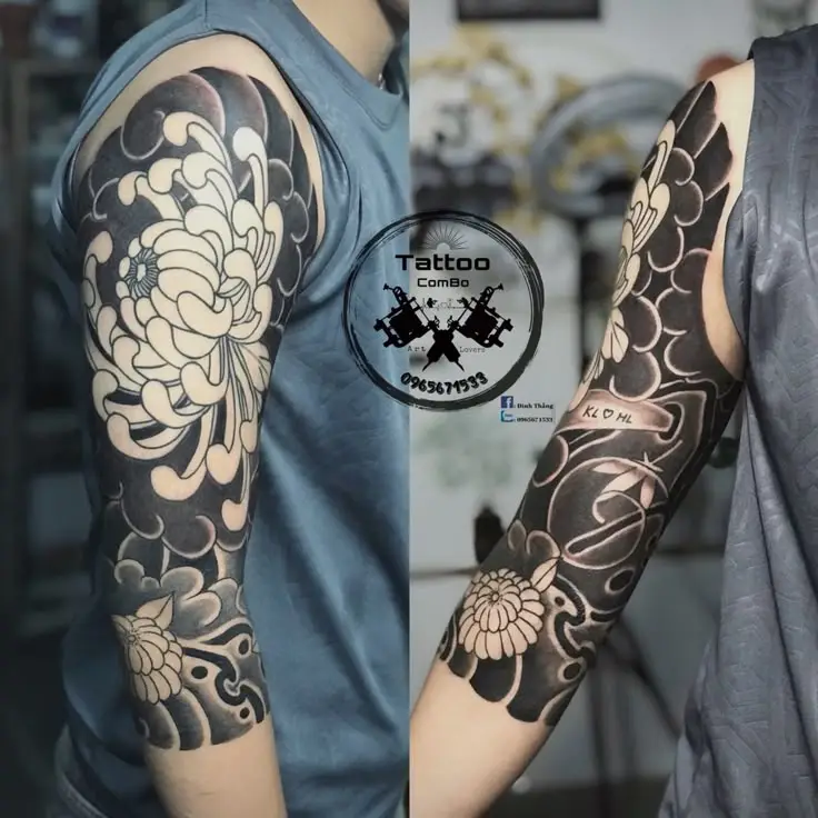 Hình Xăm Nhật Cổ Full Tay Trắng Đen: Nghệ Thuật Từ Cổ Điển 63