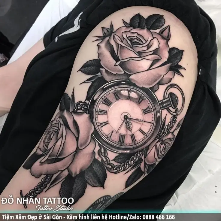 Hình Xăm Đồng Hồ Hoa Hồng Cho Nam: Biểu Tượng Thời Gian