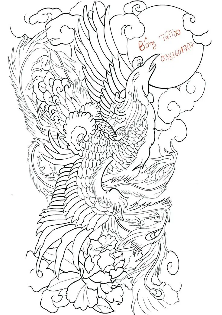 Ngắm nhìn hình xăm phượng hoàng full chân ấn tượng