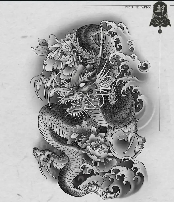 Hình Xăm Rồng Kín Lưng Đen Trắng - Sự Kết Hợp Độc Đáo Giữa Nghệ Thuật và Thiên Nhiên 13