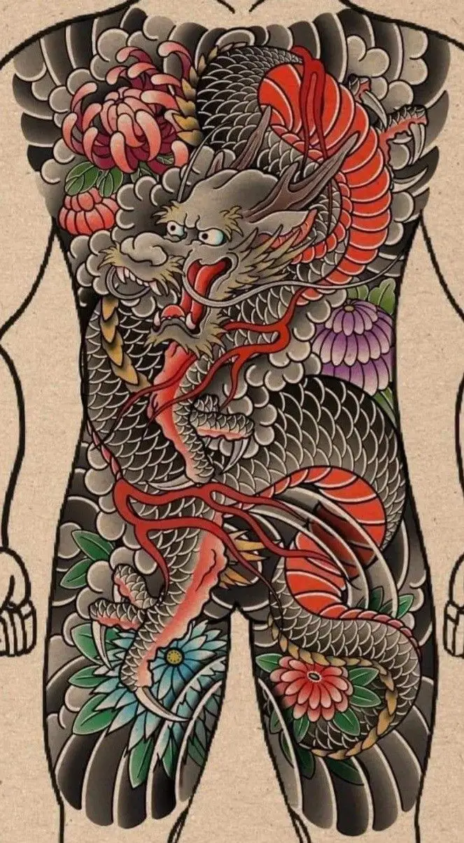 Hình Xăm Rồng Kín Lưng Đen Trắng - Sự Kết Hợp Độc Đáo Giữa Nghệ Thuật và Thiên Nhiên 20