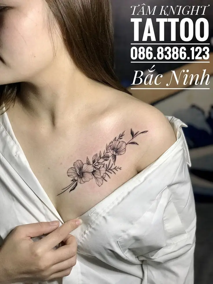 Hình xăm trước ngực cho nữ – Tạo điểm nhấn quyến rũ cho phái đẹp