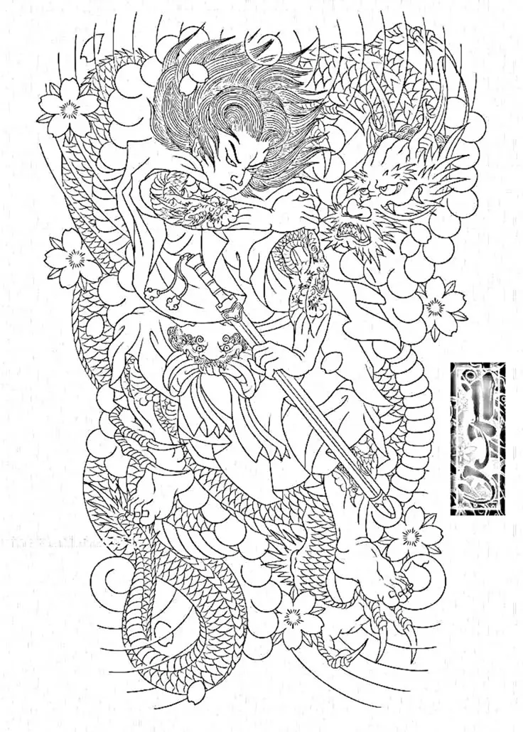 Khung Hình Xăm Nhật Cổ Kín Lưng Đặc Sắc