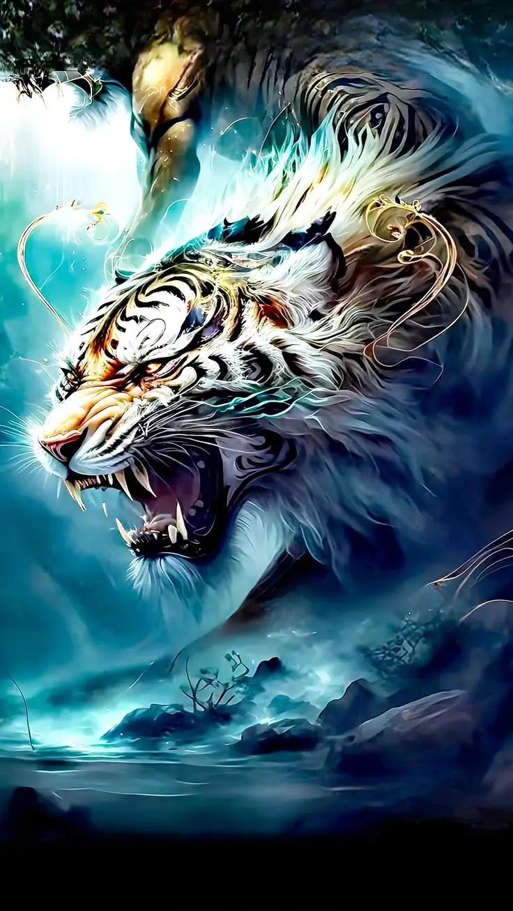 Lửa hình nền hổ 3D đẹp, mạnh mẽ và ấn tượng