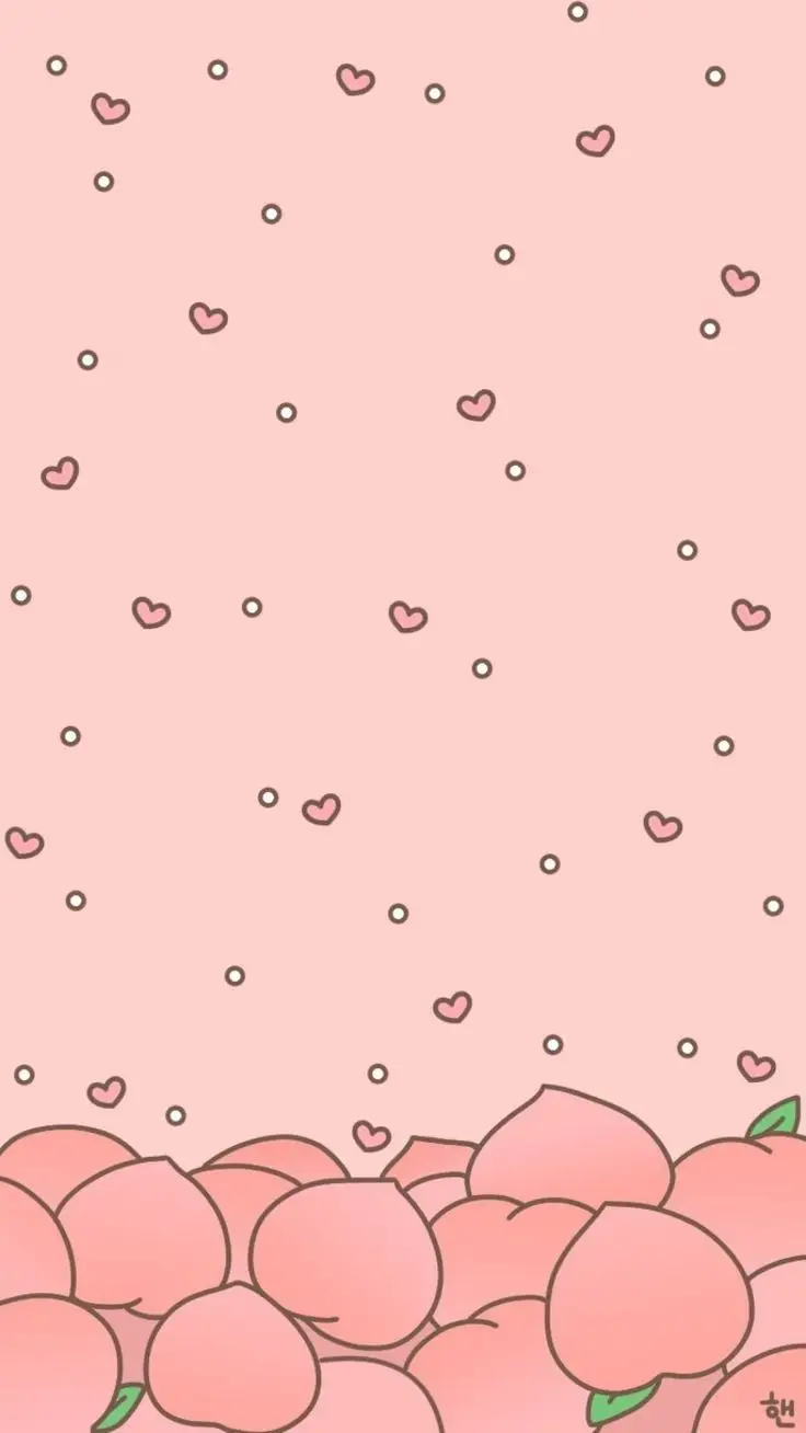 Hình nền màu hồng cute với quả đào cho điện thoại